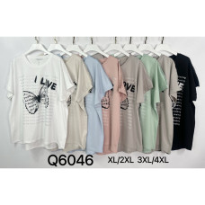 6046# микс цветов женская футболка (Kiss me, 10 ед, размеры батал: 2XL-4XL) выдача на следующий день Kiss me