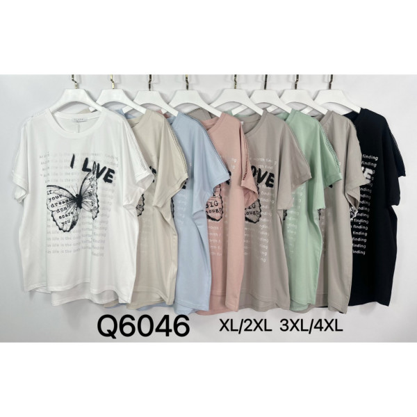 6046# микс цветов женская футболка (Kiss me, 10 ед, размеры батал: 2XL-4XL) выдача на следующий день Kiss me