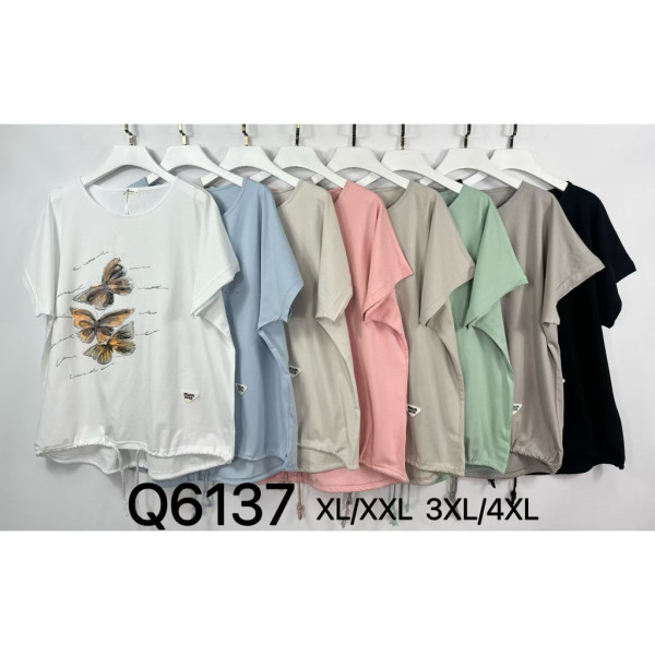 6137# микс цветов женская футболка (Kiss me, 10 ед, размеры батал: XL-4XL) выдача на следующий день Kiss me