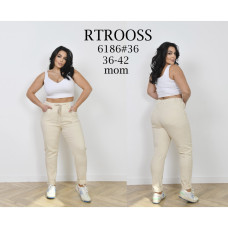 6186# бежевые женские джинсы (RTROOSS, стрейч коттон, 6 ед, размеры батал: 36-42) выдача на следующий день RTROOSS
