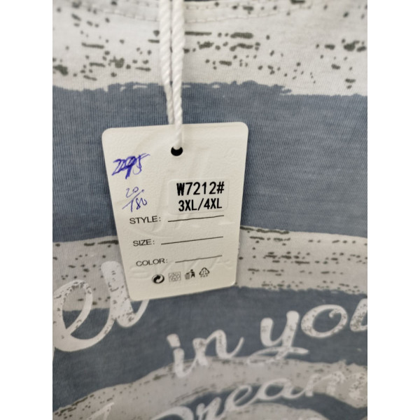 7212# микс цветов женская футболка (хлопок, 20 ед, размеры батал: 3XL/4XL универсальный) выдача на следующий день Kiss me