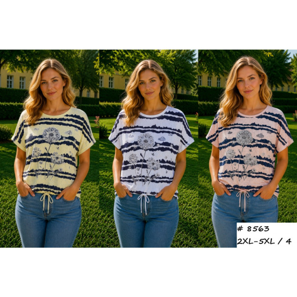 8563 # выбор цвета женская футболка (трикотаж, 4 ед, размеры батал: 2XL-5XL) выдача на следующий день Футболка