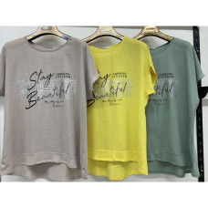 9562# выбор цвета женская футболка (лён, 4 ед, размеры батал: 3XL-6XL) выдача на следующий день Футболка