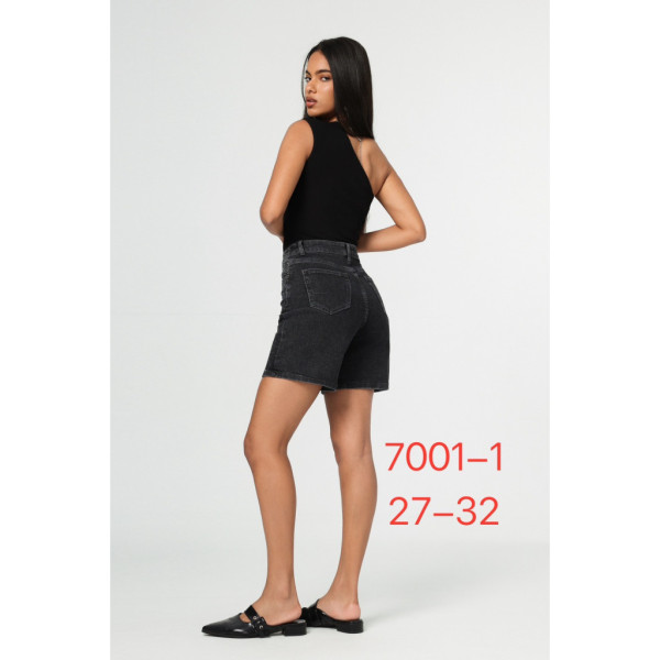 7001-11# черные женские джинсовые шорты с камнями (New Jeans, 6 ед, размеры норма: 27-32) выдача на следующий день Шорты