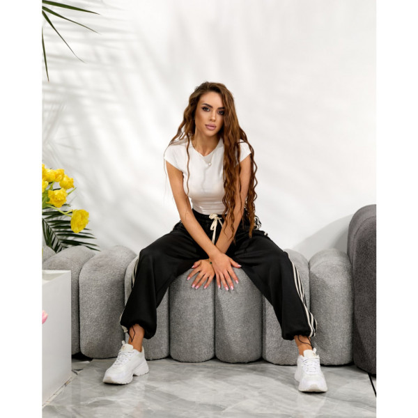 7901# черные женские спортивные штаны (6 ед, размеры полубатал: м, л, л, хл, хл) выдача на следующий день Спортивные штаны