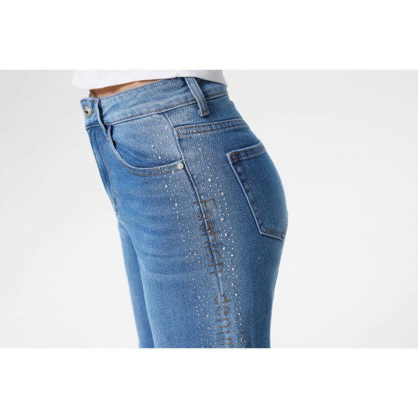 7007# голубые женские джинсовые шорты с камнями (New Jeans, 6 ед, размеры норма: 26-31) выдача на следующий день Шорты