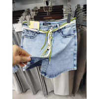 6021# голубые женские джинсовые шорты-юбка (стрейч коттон, 6 ед, размеры полубатал: 28-33) выдача на следующий день Шорты