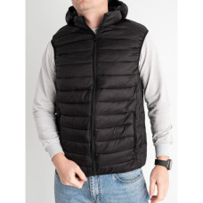7711-13 / чорна чоловіча жилетка (на синтепоні, з капюшоном, 3 од. розміри норма: S. S. M) Жилетка
