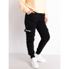 6118-1 черные женские спортивные штаны (Godsend, флис, не кошлатятся, 4 ед. размеры полубатал: L. XL. 2XL. 3XL) Спортивные штаны