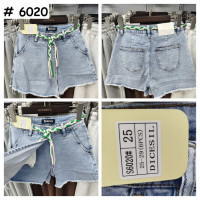 6020# голубые женские джинсовые шорты-юбка (стрейч-коттон, 6 ед. размеры норма: 25-29) выдача на следующий день Шорты