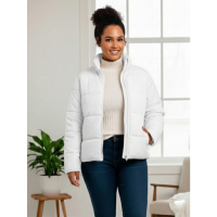 0416-10 белая женская куртка (5`th Avenue, с карманами, синтепон, 3ед, размеры полубатал: 50, 52, 54) 5`th Avenue