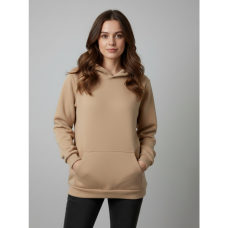 4452-4 бежевий жіночий спортивний худі (тринитка на флісі, з капюшоном, 5од, розміри норма: 44, 46, 48, 50, 52) Худі