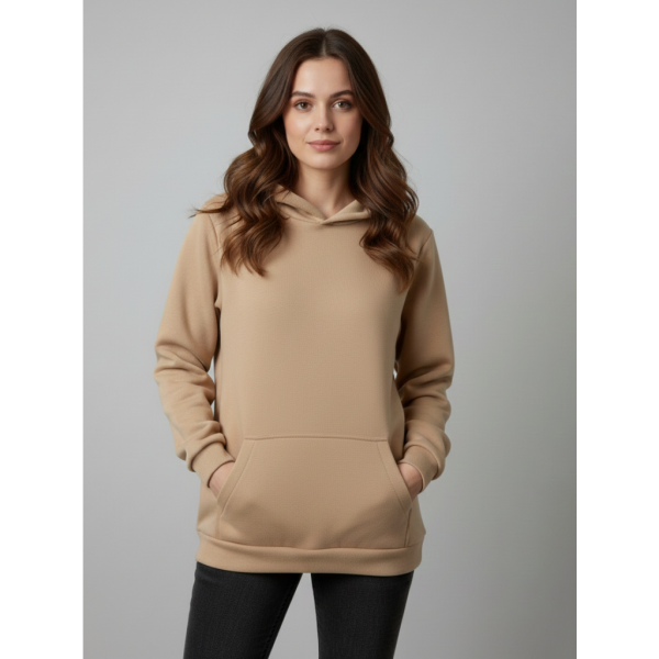 4452-44 бежевий жіночий спортивний худі (тринитка на флісі, з капюшоном, 4од, розміри норма: 46, 48, 50, 52)