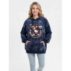 0202-2 синий женский худи (двухнитка, варка, принт, с капюшоком, 1 ед, универсальный размер норма : M/3XL) Худи