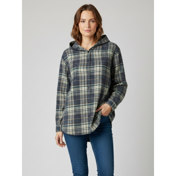 7760-44 синня женская рубашка (JJF. с камнями и капюшоном, 4 ед, размеры норма: XL, 2XL, 3XL, 4XL) JJF