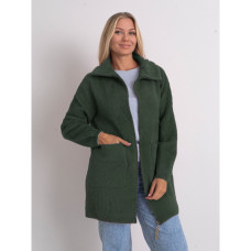 0565-7 темно-зеленый женский кардиган (шерсть альпаки, на змейке, 1 ед. универсальный полубатальный размер: 48-52) Кардиган