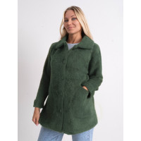 0562-7 зеленый женский кардиган (шерсть альпаки, на пуговицах, 1 ед. универсальный полубатальный размер: 46-52) Кардиган