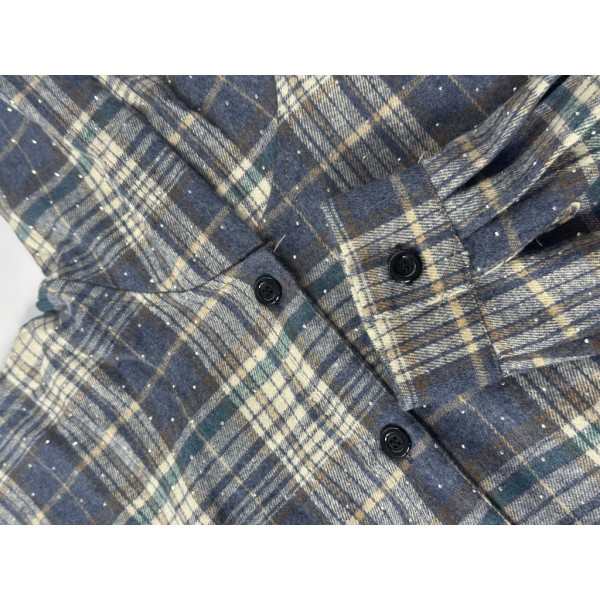 7760-44 синня женская рубашка (JJF. с камнями и капюшоном, 4 ед, размеры норма: XL, 2XL, 3XL, 4XL) JJF