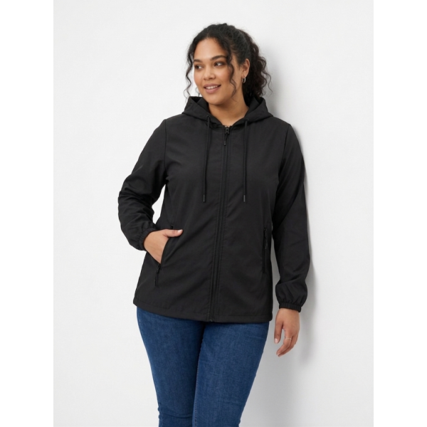 0299-1 черная женская ветровка (5'TH AVENUE, плащовка, копюшон, с карманами, 3 ед. размеры полубатал: 48. 50. 52) 5`th Avenue