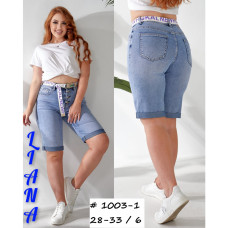 1003-1 # блакитні жіночі джинсові шорти (Liana, стрейч коттон, 6 од., розміри напівбатал: 28-33) видача наступного дня Шорти