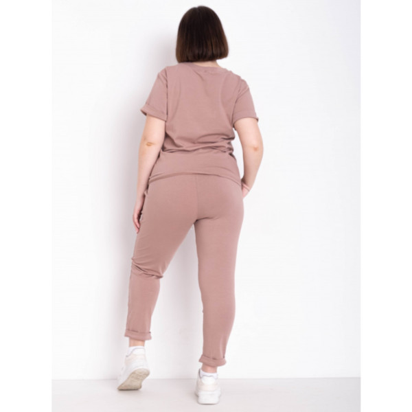 1771-3 мокко жіночий спортивний костюм (футболка + штани) (5'TH AVENUE, турецька двонитка, 3 од. розміри батал: 54. 56. 58)