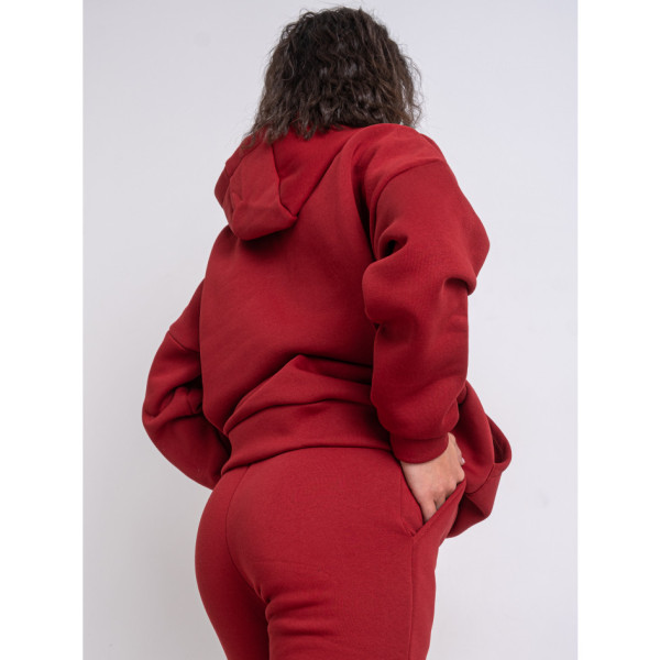 4876-52 бордовий жіночий спортивний костюм (турецька тринитка, фліс, 4 од. розміри норма: S. M. L. XL)