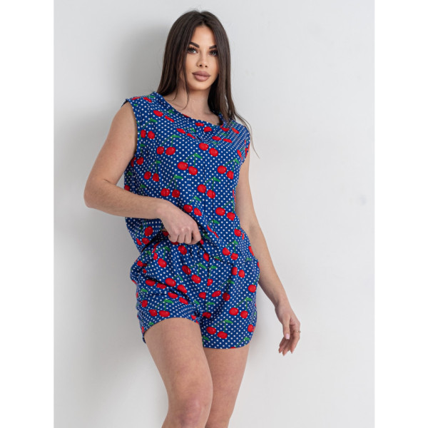 16158-22 синій жіночий костюм двійка (трикотаж, 4 од. розміри норма: S. S. M. M)