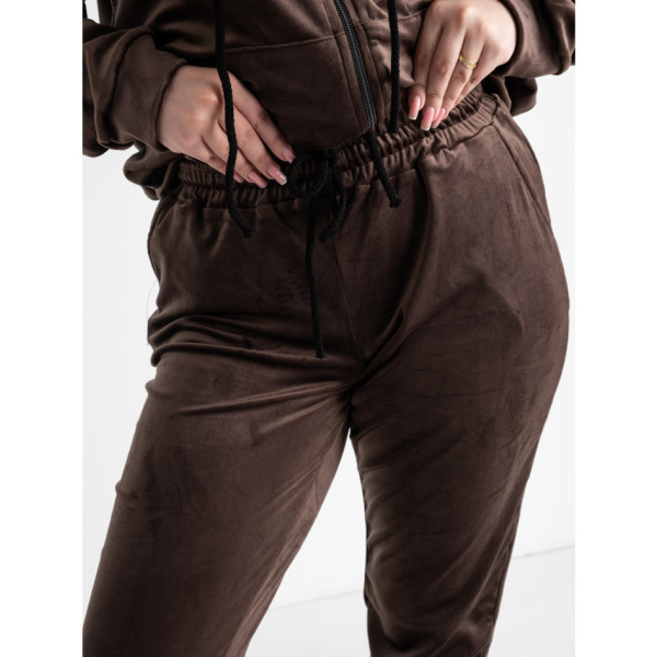 0523-96 коричневий спортивний костюм жіночий (5'TH AVENUE, велюровий, 3 од. розміри напівбатал: 48.50.52)