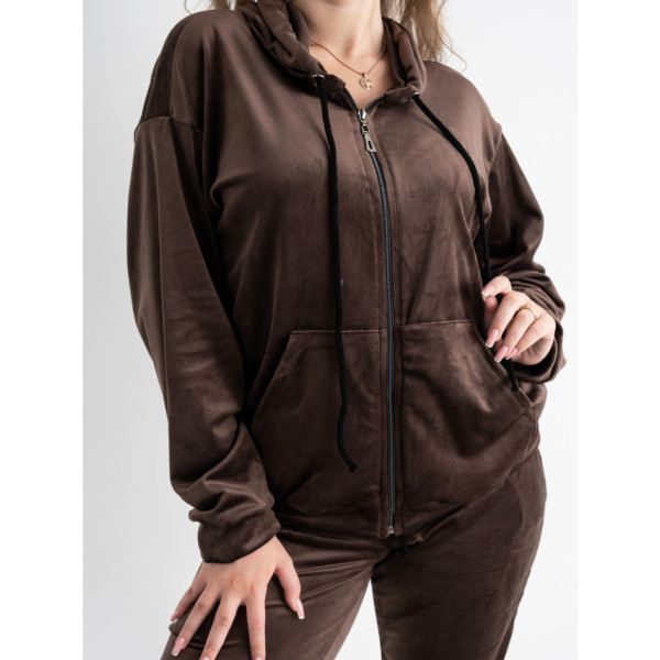 0523-96 коричневий спортивний костюм жіночий (5'TH AVENUE, велюровий, 3 од. розміри напівбатал: 48.50.52)