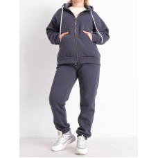 0638-60 сірий жіночий спортивний костюм (5`th Avenue, турецька тринитка, фліс, 3 од., розміри батал: 50. 52. 54)