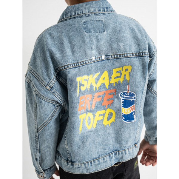 0921-6C блакитна підліткова джинсова куртка (MODA, на 9-11 років, 3 од. розмір на бірках: 130.140.150)