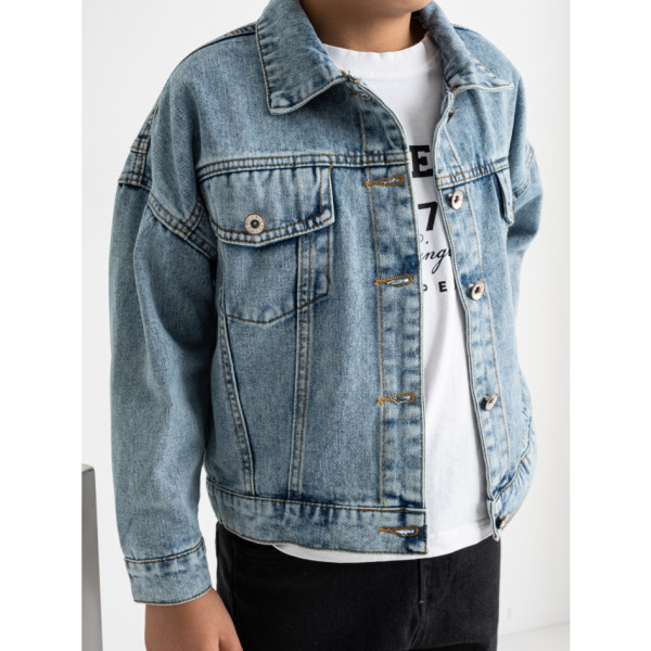 0921-6C блакитна підліткова джинсова куртка (MODA, на 9-11 років, 3 од. розмір на бірках: 130.140.150)