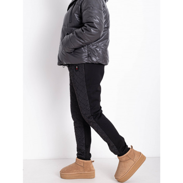 0042 чорні жіночі спортивні штани (плащівка трикотаж на флісі, 6 од. розміри норма: 25. 26. 27. 28. 29. 30)