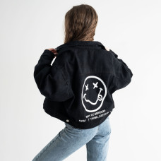 2021-1 FASHION джинсова куртка жіноча чорна котону ( 4 од.розміри: M.L)