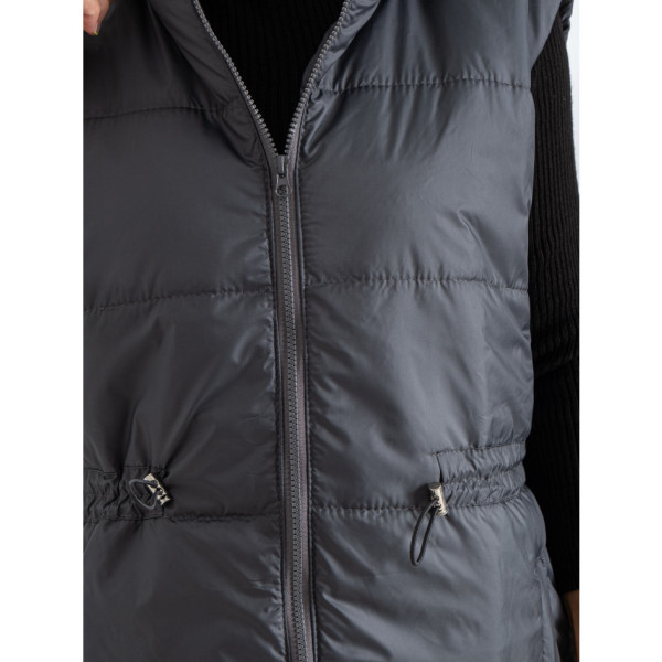 0752-6 сіра жіноча жилетка (5'TH AVENUE, синтепон, з капюшоном, 3 од. розміри батал: 54. 56. 58)