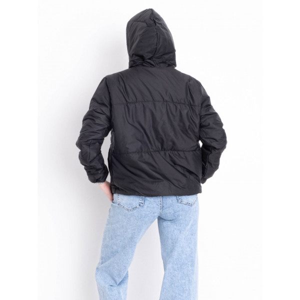 5010-1 ЧОРНА куртка-зефірка з капюшоном на синтепоні (2 од. розміри: 42-44.44-46)