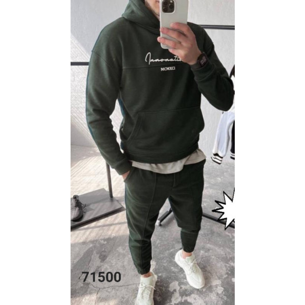 71500-6 * мужской спортивный костюм цвет хаки (турецкая трехнитка, флис, 5 ед. размеры полубатал: 48-56) выдача на следующий день