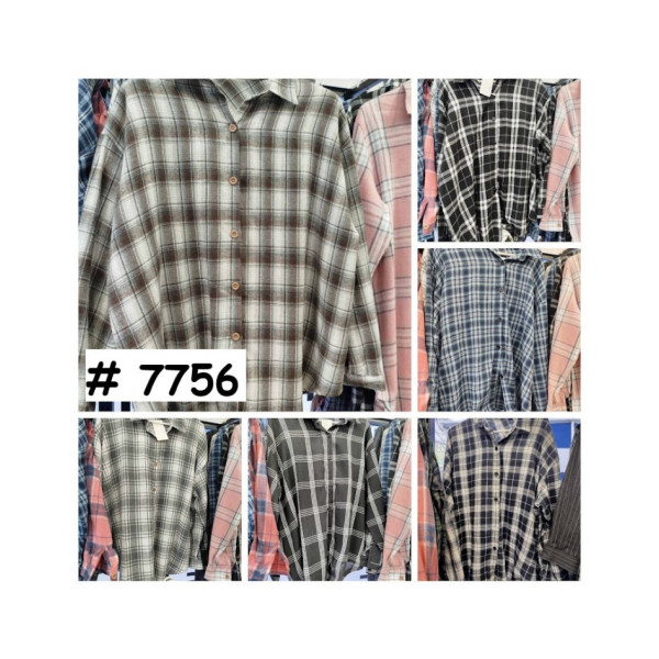 7756# выбор цвета женская рубашка JJF (4 ед, размеры полубатал: 3XL-6XL) выдача на следующий день