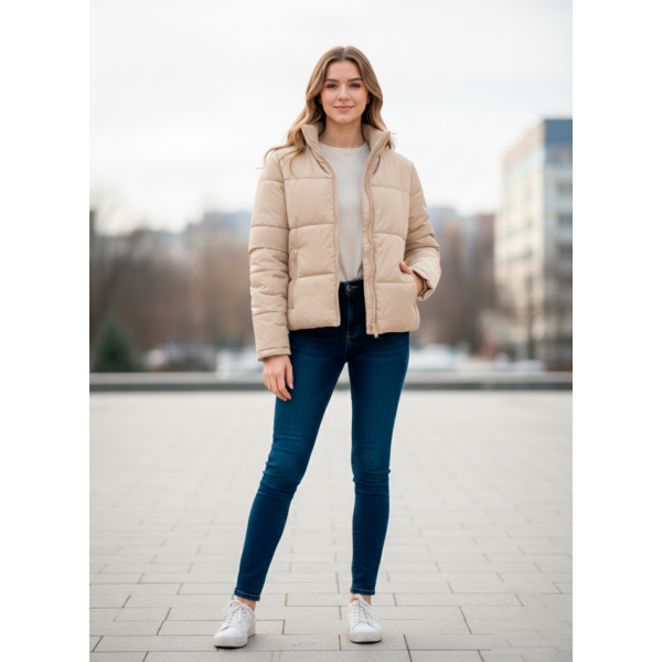0415-2 бежева жіноча куртка (5'TH AVENUE, синтепон, 4 од. розміри норма: 42. 44. 46, 48)