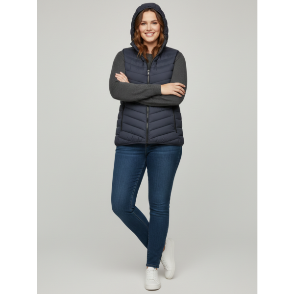 88597-2 синя жіноча жилетка (синтепон, кишеня на змійці, 5 од. розміри напівбатал: L. XL. 2XL. 3XL. 4XL)