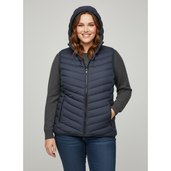 88597-2 синя жіноча жилетка (синтепон, кишеня на змійці, 5 од. розміри напівбатал: L. XL. 2XL. 3XL. 4XL)