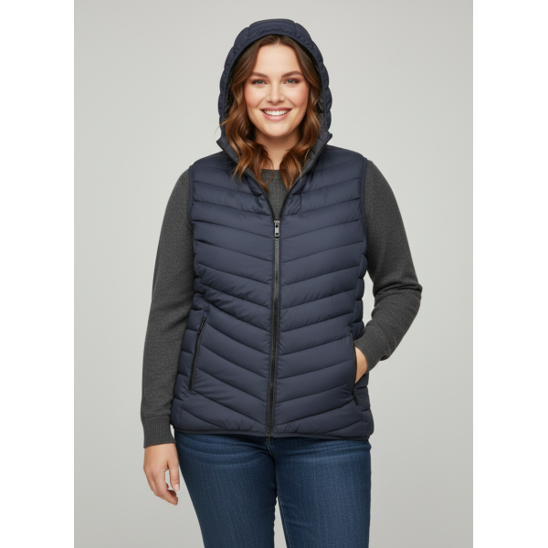 88597-2 синя жіноча жилетка (синтепон, кишеня на змійці, 5 од. розміри напівбатал: L. XL. 2XL. 3XL. 4XL)