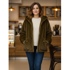 2612 коричнева жіноча шубка (Екохутро, капюшон, кишені, з затяжками, 3 од., розміри на бірках 5XL. 6XL. 7XL. відповідають нормі-напівбаталу M. L. XL)