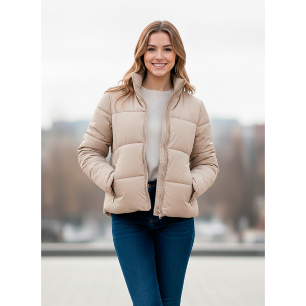 0415-2 бежева жіноча куртка (5'TH AVENUE, синтепон, 4 од. розміри норма: 42. 44. 46, 48)