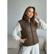 0073-9 коричнева жіноча жилетка (5'TH AVENUE, синтепон, 3 од. розміри норма: 42, 44, 46)