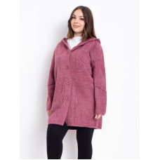 0777-33 малиновий жіночий кардиган (вовна альпаки, з капюшоном, 1 од. універсальний розмір батал: 56-60)