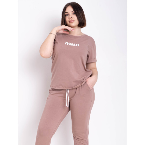1771-3 мокко жіночий спортивний костюм (футболка + штани) (5'TH AVENUE, турецька двонитка, 3 од. розміри батал: 54. 56. 58)
