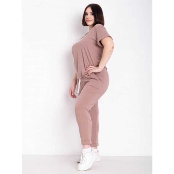 1771-3 мокко жіночий спортивний костюм (футболка + штани) (5'TH AVENUE, турецька двонитка, 3 од. розміри батал: 54. 56. 58)