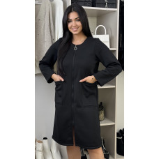 10700-1 чорний жіночий халат (SARA, не кошлатяться, технітка, фліс, 2 од. розміри батал: 50-52. 54-56)