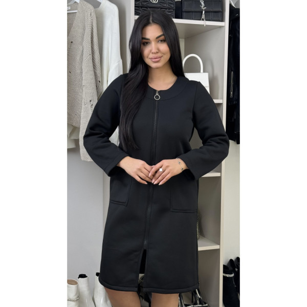 10700-1 черный женский халат (SARA, не кошлатятся, технитка, флис, 2 ед. размеры батал: 50-52. 54-56)